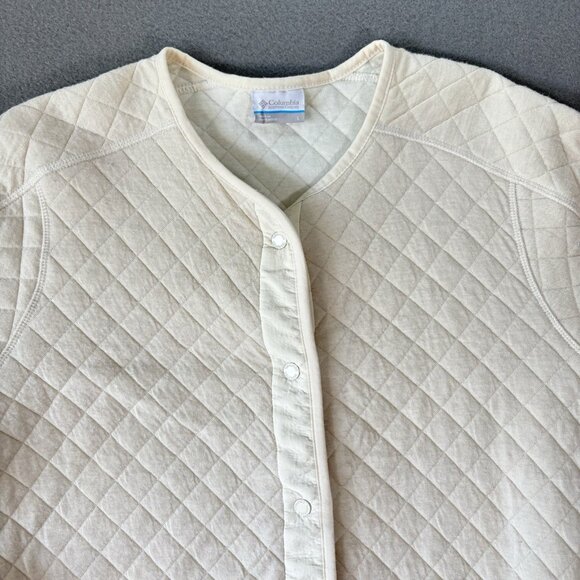 Columbia Quilted Snap Jacket Womens Size L Beige Lightweight Casual Outdoor Coat - Picture 2 of 16